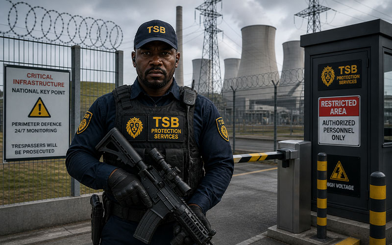 TSB Protection Services critical infrastructure security team protecting power plants and essential facilities