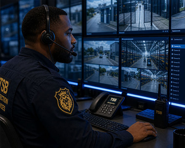 TSB Protection Services integrated response coordination dashboard showing real-time security alerts